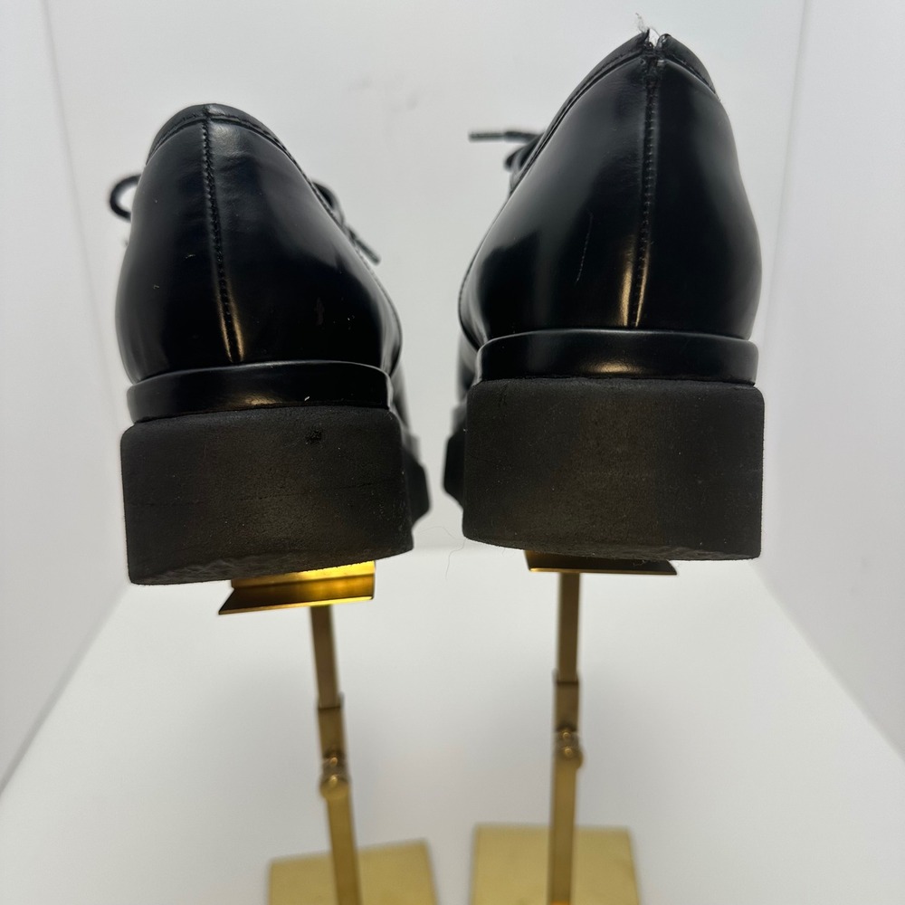 Sergio Rossi Black Leather Platform Oxfords Lace Up Shoes Italy Size 38.5 - Picture 11 of 15